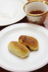 Close up of bread with tea;Dubai; United Arab Emirates