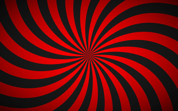 Decorative retro red spiral background, swirling radial pattern, simple abstract vector illustration
