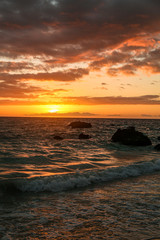 sunset on the beach of Hawaii