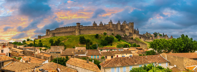 Fototapeta na wymiar Cité de Carcassonne dans l'Aude en Occitanie, France