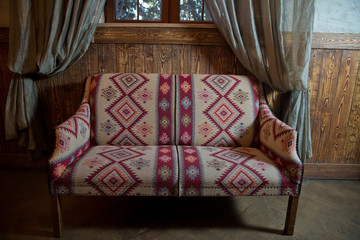 Armchair carpet chair. Softbox shoot . Chair with top carpet.