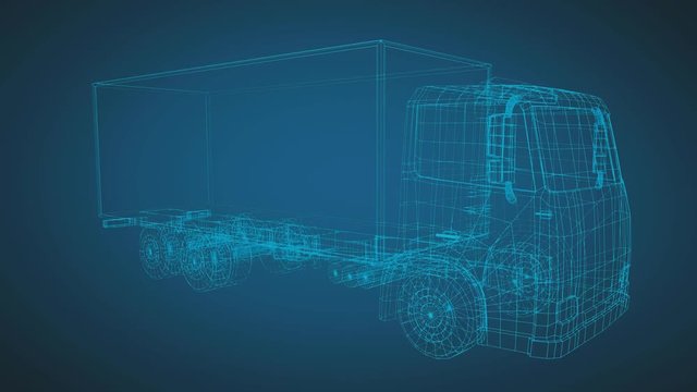 Technical drawing of a truck