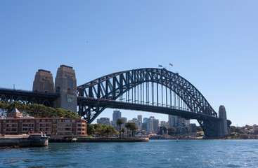 Sydney Australia. The Rock and bridge. Sydney Harbour Bridge