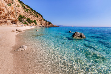 Sardinia, holidays, Cala Biriola Beach, sea with crystal clear azure water. Italy, the best beaches...