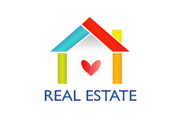 Love heart house logo