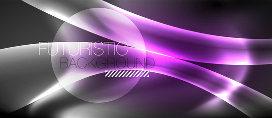 Glossy glowing neon light wave background