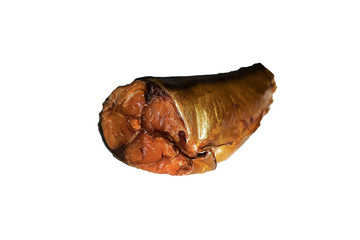 piece of smoked mackerel on a white background