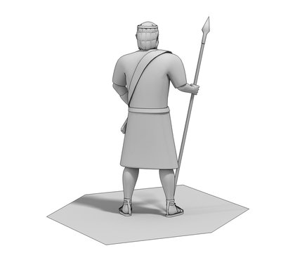 3d render, warrior character, illustration
