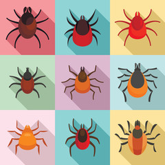 Mite icons set. Flat set of mite vector icons for web design