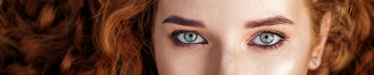 Fototapeta na wymiar Women's eyes. Banner for the site. The concept of fashion, beauty, cosmetics and care