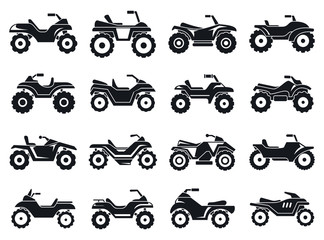 Race quad bike icons set. Simple set of race quad bike vector icons for web design on white background © anatolir