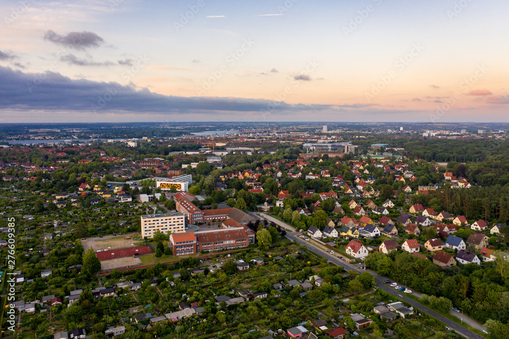 Wall mural panoramic view of the city - aerial view of the city of rostock