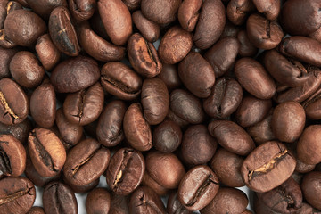 Background of fried coffee beans.