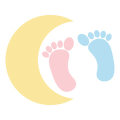 baby foot prints decorative with moon