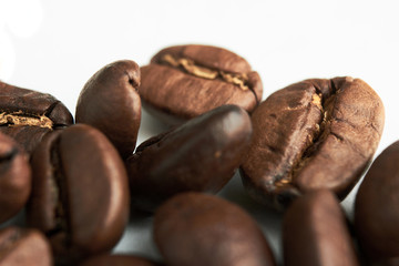 coffee beans on white isolated background
