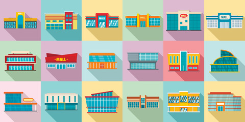 Mall icons set. Flat set of mall vector icons for web design - obrazy, fototapety, plakaty