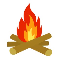 Burning bonfire icon. Flat illustration of burning bonfire vector icon for web design