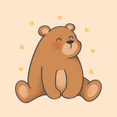 Bear cartoon hand drawn style. Hand drawing vector. Cartoon character design.
