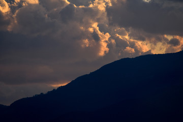 The cloudy sky on the mountainside