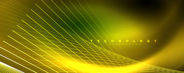 Vector neon light lines concept, abstract background
