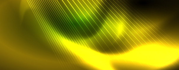 Vector neon light lines concept, abstract background