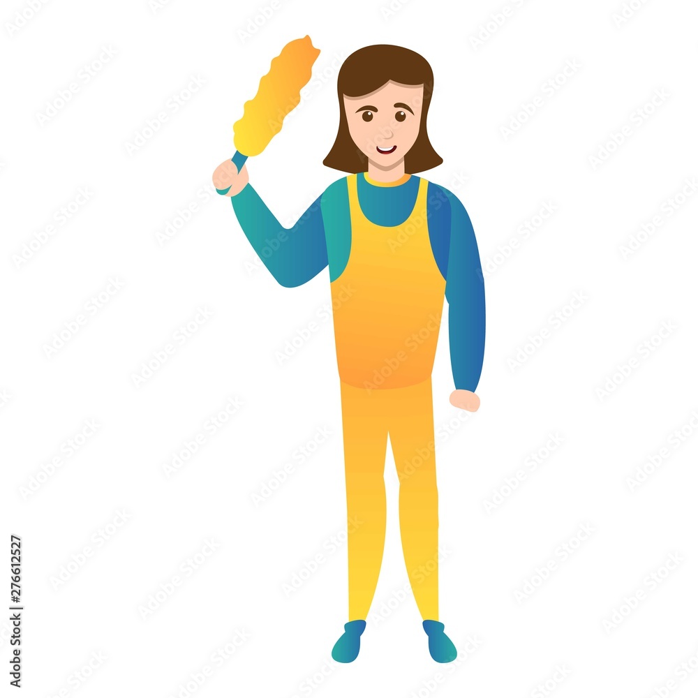 Wall mural woman clean home dirt icon. cartoon of woman clean home dirt vector icon for web design isolated on 