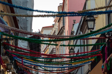 Typical portuguese Popular Saints decoration in a street