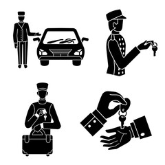 Valet icons set. Simple set of valet vector icons for web design on white background