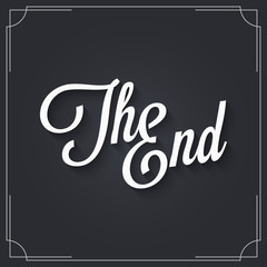 The end sign logo design. Vintage movie ending