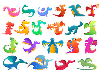Obraz premium Dragon icons set. Cartoon set of dragon vector icons for web design