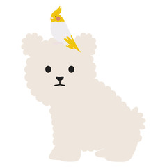 little dog with bird adorables mascots characters