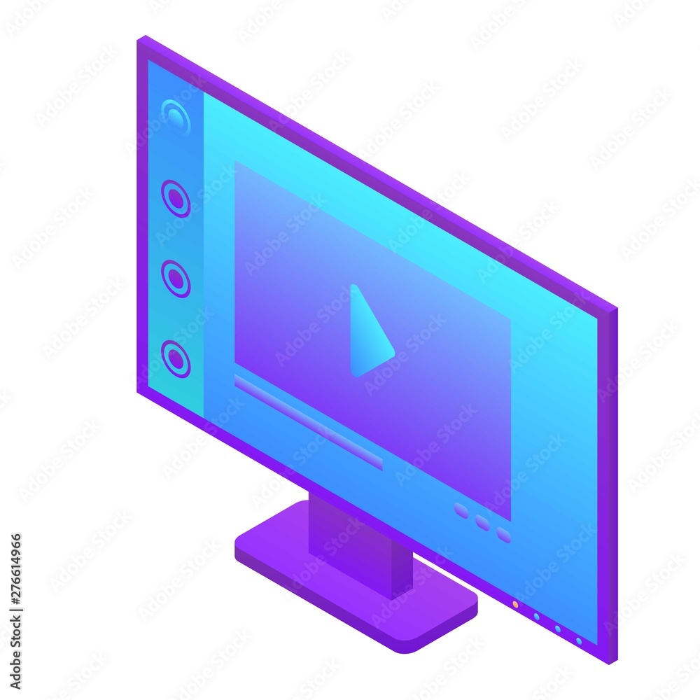 Poster computer monitor icon. isometric of computer monitor vector icon for web design isolated on white ba