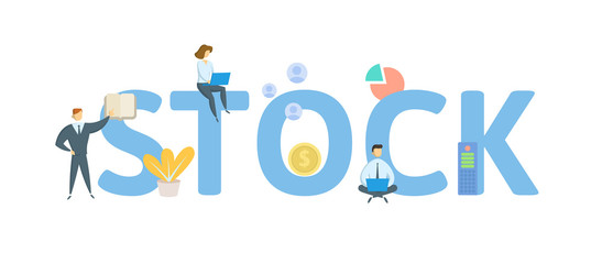 STOCK. Concept with people, letters and icons. Colored flat vector illustration. Isolated on white background.