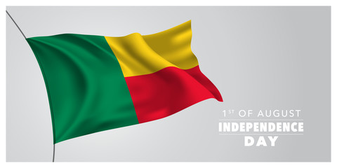 Obraz premium Benin happy independence day greeting card, banner, horizontal vector illustration