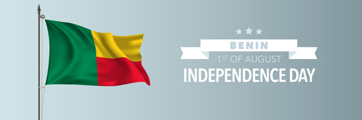 Obraz premium Benin happy independence day greeting card, banner vector illustration