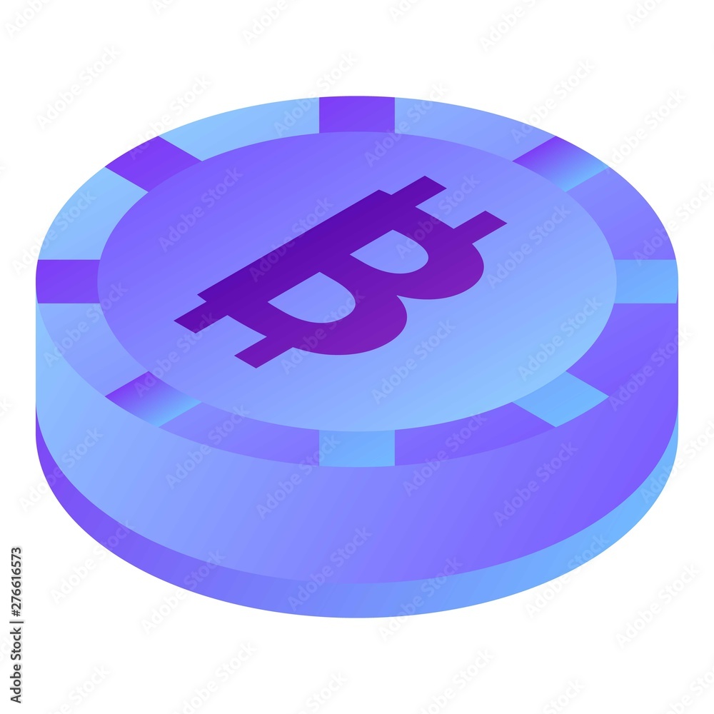 Poster bitcoin icon. isometric of bitcoin vector icon for web design isolated on white background