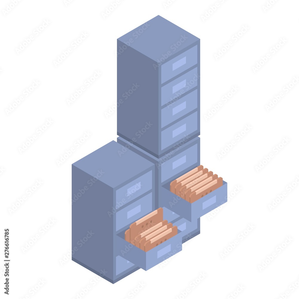 Poster files of drawer icon. isometric of files of drawer vector icon for web design isolated on white back