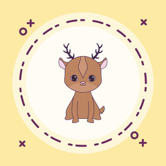 cute reindeer animal in frame circular