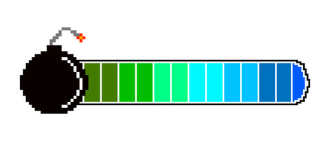 Isolated videogame bar with a bomb pixelated icon - Vector