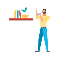 Isolated avatar man and shelf design