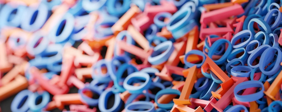 Infinite abstract numbers, original 3d rendering illustration, technology concepts