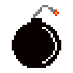 Isolated bomb cartoon pixelated icon on a white backgorund - Vector