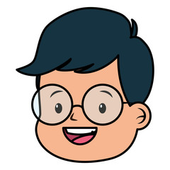 happy boy face on white background