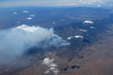 Aerial view of smoke from a wildfire in southern Utah.