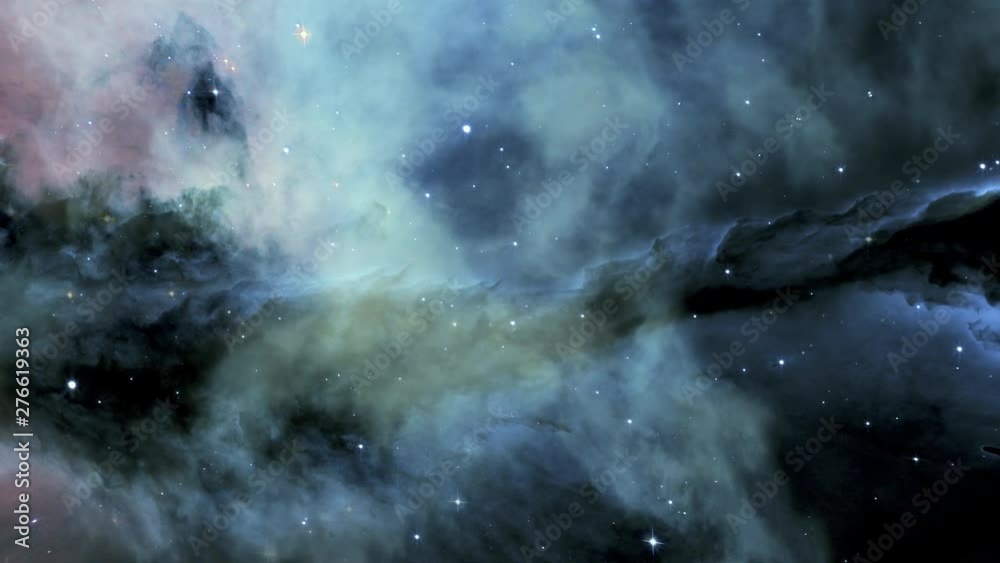 Wall mural traveling through star fields in space to a distant galaxy.