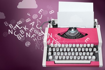 Old typewriter with paper  on background