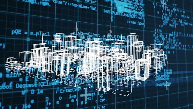 Digital model of a city with program codes
