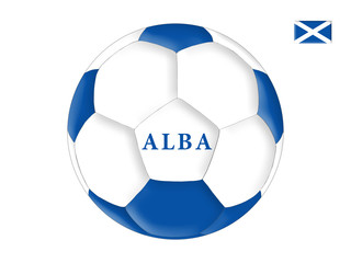 Soccer ball in colors of the flag of Scotland (Alba)