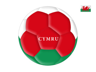 Soccer ball in colors of the flag of Wales (Cymru)