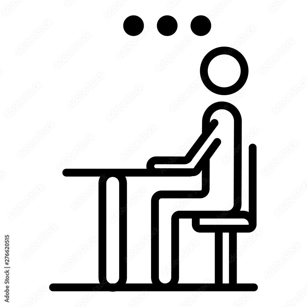 Poster man at desktop icon. outline man at desktop vector icon for web design isolated on white background